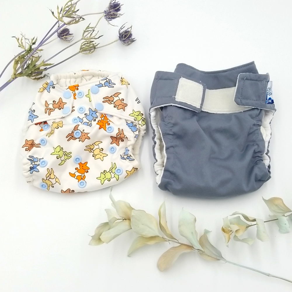 2 Cloth Diapers Rumparooz Soft Bums Grey Kangaroo